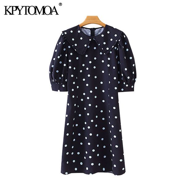 women chic fashion polka dot print mini dress vintage peter pan collar puff sleeve female dresses vestidos mujer 210416, Black;gray
women chic fashion polka dot print mini dress vintage peter pan collar puff sleeve female dresses vestidos mujer 210416, Black;gray