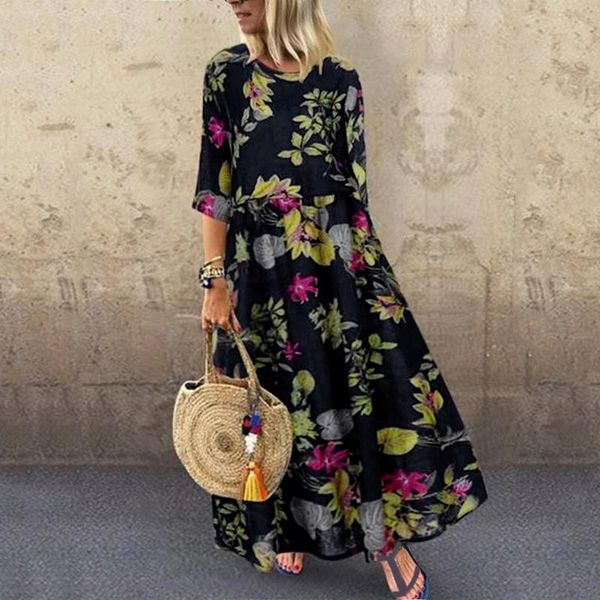 casual dresses floral print long dress women 3/4 sleeve loose summer holiday bohemian maxi sukienki damskie #g3, Black;gray
casual dresses floral print long dress women 3/4 sleeve loose summer holiday bohemian maxi sukienki damskie #g3, Black;gray