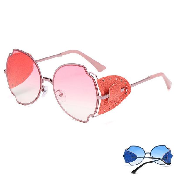sunglasses gradient leather rivet fashion men's and women's irregular large frame sun glasses, White;black
sunglasses gradient leather rivet fashion men's and women's irregular large frame sun glasses, White;black