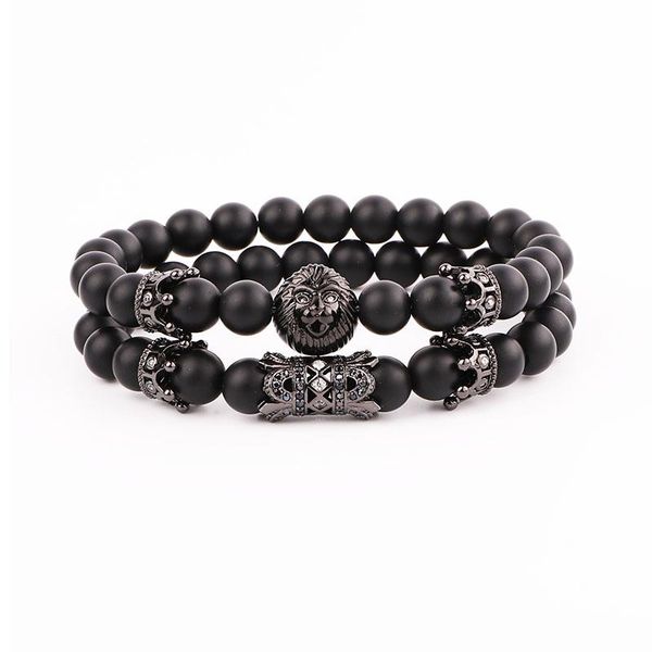 beaded, strands natural matte onyx stone beads cubic zircon crown charm elastic bracelet set jewelry men, Black
beaded, strands natural matte onyx stone beads cubic zircon crown charm elastic bracelet set jewelry men, Black