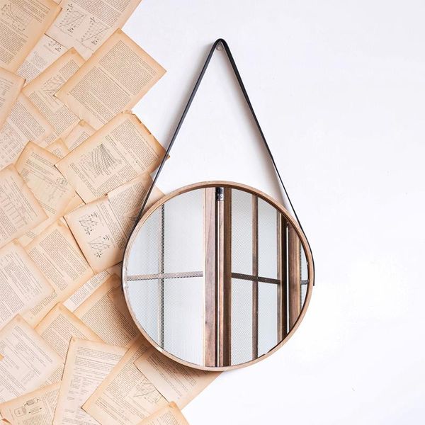 decorative objects & figurines simple dark wood acer mono maxim color wall hanging round mirror leather lanyard wash basin entrance door dec
decorative objects & figurines simple dark wood acer mono maxim color wall hanging round mirror leather lanyard wash basin entrance door dec