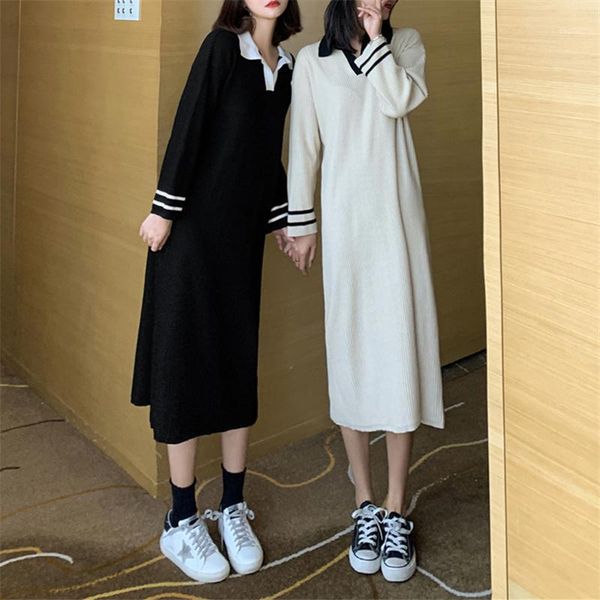 autumn / winter 2021 korean slouchy wool dress loose collar contrast color long sleeve knitted women fashion casual dresses, Black;gray
autumn / winter 2021 korean slouchy wool dress loose collar contrast color long sleeve knitted women fashion casual dresses, Black;gray