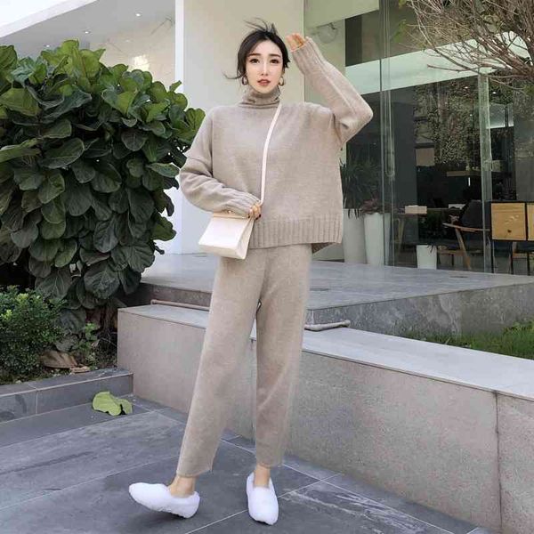 pants women knit two-pieces tracksuits autumn winter thick warm turtleneck loose sweater+ankle-length pants knitted suits set, White
pants women knit two-pieces tracksuits autumn winter thick warm turtleneck loose sweater+ankle-length pants knitted suits set, White