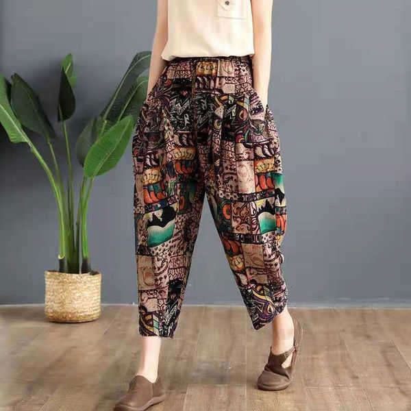 women's jeans arrival summer arts style women loose casual vintga print ankle-length pants elastic waist cotton linen harem w50 ad, Blue
women's jeans arrival summer arts style women loose casual vintga print ankle-length pants elastic waist cotton linen harem w50 ad, Blue