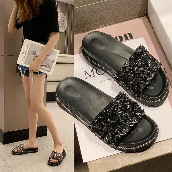 slippers 2021 muffin bottom women slides summer casual handmade med heel open toe fashion bling woman's leisure shoes, Black
slippers 2021 muffin bottom women slides summer casual handmade med heel open toe fashion bling woman's leisure shoes, Black