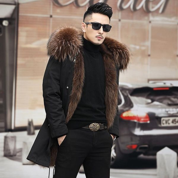 men's leather & faux 2021 style overcomes medium and long detachable bladder fur coat casual business winter wear, Black
men's leather & faux 2021 style overcomes medium and long detachable bladder fur coat casual business winter wear, Black