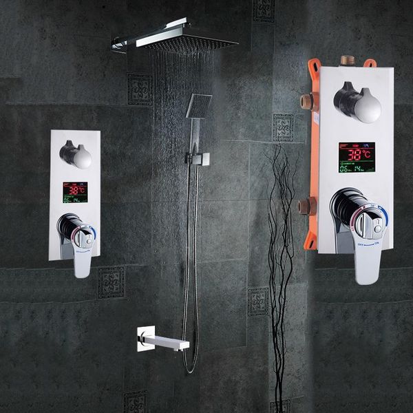 bathroom shower set 3 functions thermostatic led digital display mixer concealed faucet 10" rainfall head sets
bathroom shower set 3 functions thermostatic led digital display mixer concealed faucet 10" rainfall head sets