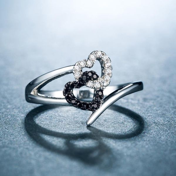 wedding rings fashion classic double heart black cz white crystal lady cocktail party ring birthday gifts women lover's jewelry, Slivery;golden
wedding rings fashion classic double heart black cz white crystal lady cocktail party ring birthday gifts women lover's jewelry, Slivery;golden