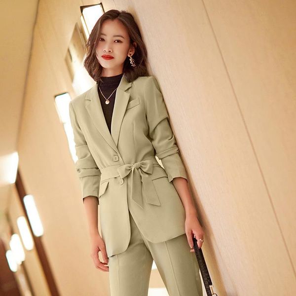 women's two piece pants business suit two-piece style single-breasted ladies jacket for autumn and winter slim trousers, White
women's two piece pants business suit two-piece style single-breasted ladies jacket for autumn and winter slim trousers, White
