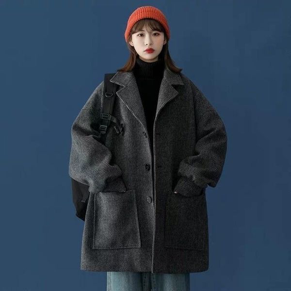 women's wool & blends womens woolen pockets loose casual winter thicker warm female clothing large sizes outerwear harajuku korean, Black
women's wool & blends womens woolen pockets loose casual winter thicker warm female clothing large sizes outerwear harajuku korean, Black