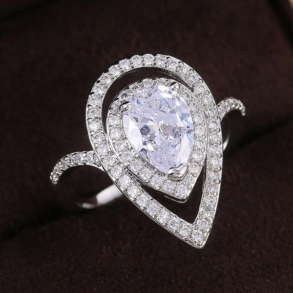 wedding rings luxury sparkling silver plated ring water drop white zircon bridal engagement promise anniversary jewelry gift, Slivery;golden
wedding rings luxury sparkling silver plated ring water drop white zircon bridal engagement promise anniversary jewelry gift, Slivery;golden