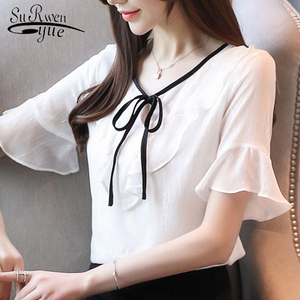 women's blouses & shirts 2021 summer women chiffon short shirt ruffle sweet v neck fashion lady casual blouse solid color ladies 3542, White
women's blouses & shirts 2021 summer women chiffon short shirt ruffle sweet v neck fashion lady casual blouse solid color ladies 3542, White