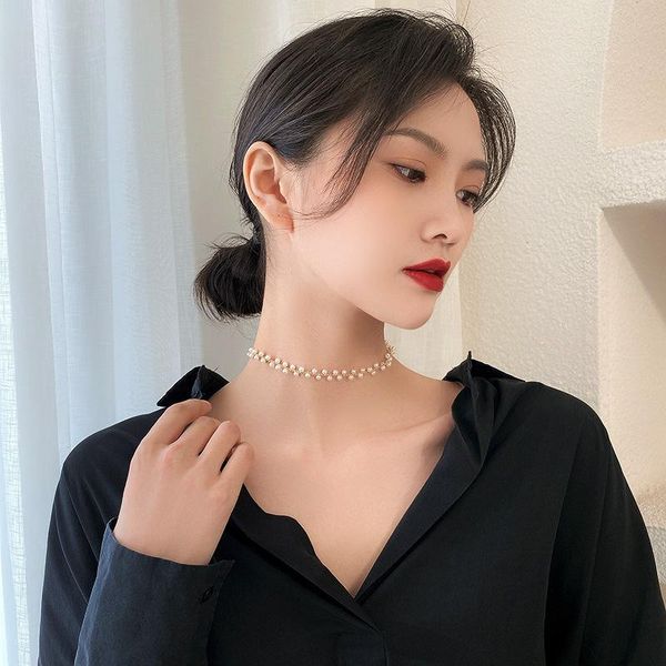 pendant necklaces 2021 korean short collarbone chain fashion necklace crystal pearl choker, Silver
pendant necklaces 2021 korean short collarbone chain fashion necklace crystal pearl choker, Silver