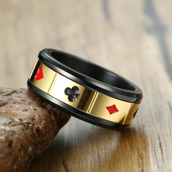 cluster rings 8mm spinner stainless steel spinning ring black color lucky playing card poker mens accessories anxiety fidget, Golden;silver
cluster rings 8mm spinner stainless steel spinning ring black color lucky playing card poker mens accessories anxiety fidget, Golden;silver