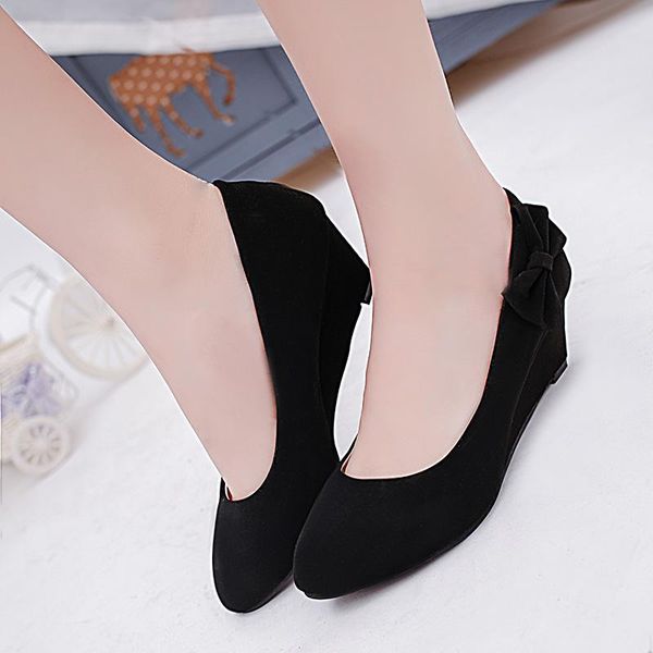 spring women pointed toe female pumps high heel butterfly-knot shoes suede leather fashion wedge dress, Black
spring women pointed toe female pumps high heel butterfly-knot shoes suede leather fashion wedge dress, Black