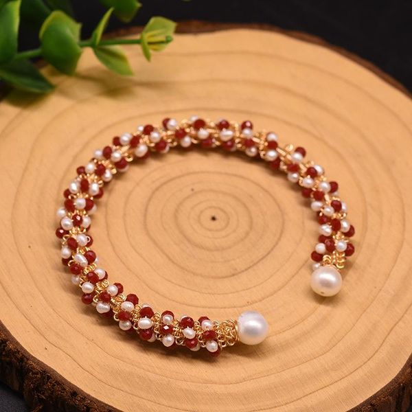 bangle handmade natural freshwater pearl adjustable woman bracelet red female christmas gift luxury jewelry cuff, Black
bangle handmade natural freshwater pearl adjustable woman bracelet red female christmas gift luxury jewelry cuff, Black