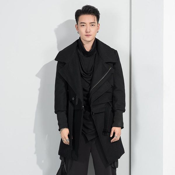 men's wool & blends s-6xl2021 winter original tide brand personality korean minority fake two long lapel woolen coats, Black
men's wool & blends s-6xl2021 winter original tide brand personality korean minority fake two long lapel woolen coats, Black