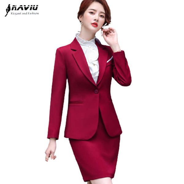 red suit spring temperament fashion business formal long sleeve slim blazer and skirt office ladies work wear black 210604, White
red suit spring temperament fashion business formal long sleeve slim blazer and skirt office ladies work wear black 210604, White