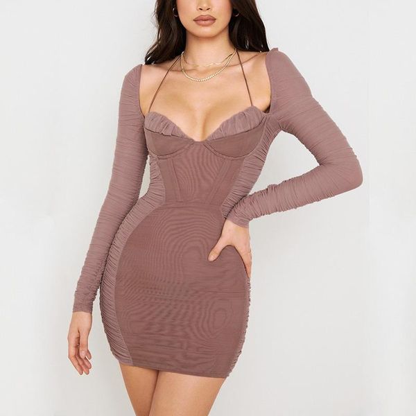 casual dresses spring autumn fashion arrival women long sleeve mini bodycon dress elegant halter ruched celebrity evening party, Black;gray
casual dresses spring autumn fashion arrival women long sleeve mini bodycon dress elegant halter ruched celebrity evening party, Black;gray