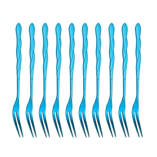 forks 10pcs stainless steel fruit picks two prongs dessert fork salad party supplies for el ktv bar (blue)
forks 10pcs stainless steel fruit picks two prongs dessert fork salad party supplies for el ktv bar (blue)