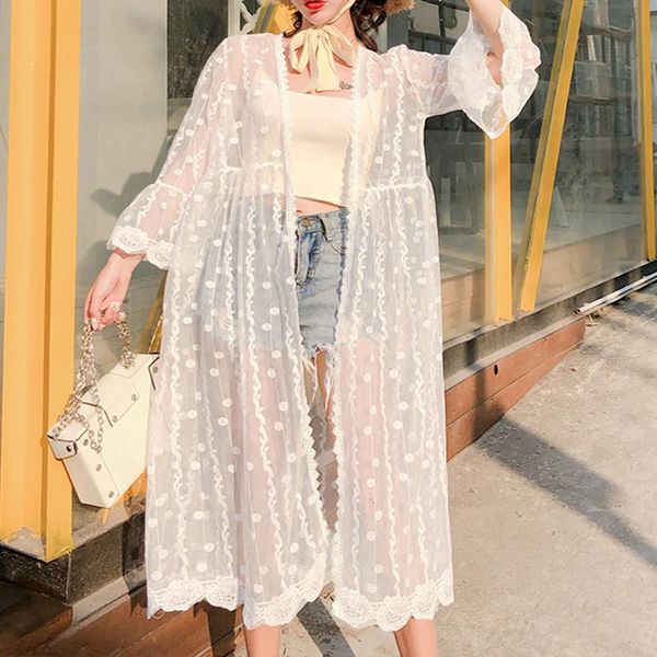 women's blouses & shirts summer flared sleeve shirt loose transparent lace cardigan woman beach vacation mid-length women 2021 kimono, White
women's blouses & shirts summer flared sleeve shirt loose transparent lace cardigan woman beach vacation mid-length women 2021 kimono, White