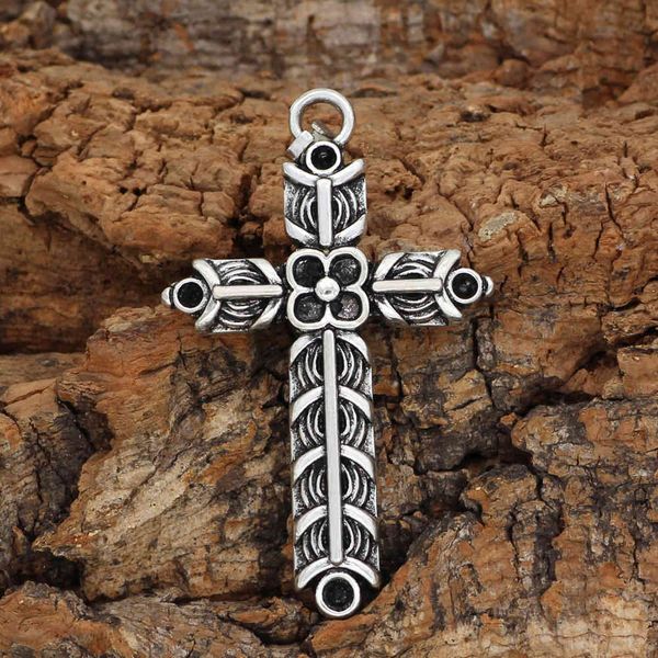 popular new viking series cross flower men's necklace nordic style men's pendant, Silver
popular new viking series cross flower men's necklace nordic style men's pendant, Silver