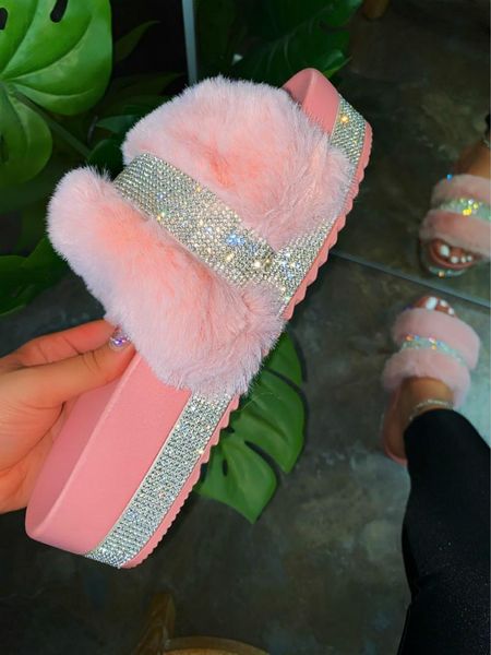 pink fur slides women home summer shoes fashion bling flip flops platform soft bottom slippers mixed colors, Black
pink fur slides women home summer shoes fashion bling flip flops platform soft bottom slippers mixed colors, Black