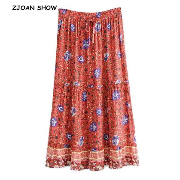 bohemian floral print spliced wood ears ruffles skirt ethnic woman bow tied elastic waist swing ankle-length skirts 210429, Black
bohemian floral print spliced wood ears ruffles skirt ethnic woman bow tied elastic waist swing ankle-length skirts 210429, Black