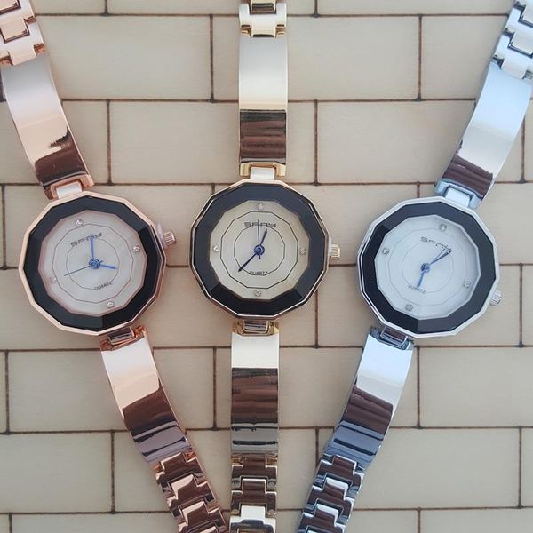 wristwatches sfny brand style gold bracelets watch,polygon dial prismatic cut surface female quartz watch, Slivery;brown
wristwatches sfny brand style gold bracelets watch,polygon dial prismatic cut surface female quartz watch, Slivery;brown
