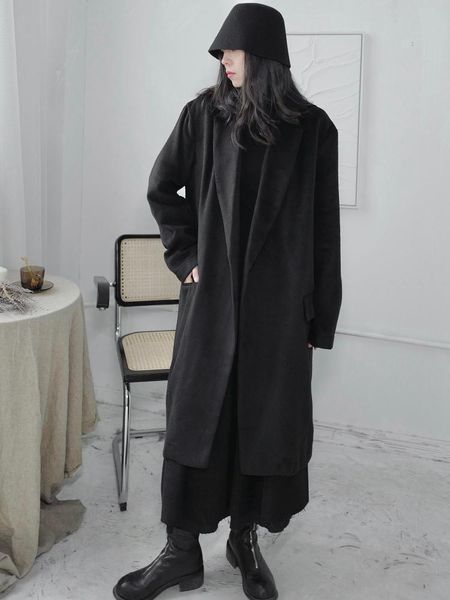 women's wool & blends ladies' woolen coat autumn and winter lapel pure color wide cocoon type long warm fabric youth fashion trend, Black
women's wool & blends ladies' woolen coat autumn and winter lapel pure color wide cocoon type long warm fabric youth fashion trend, Black