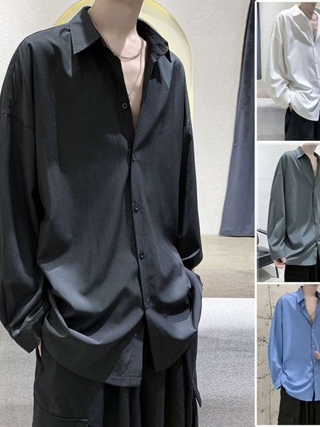 men's casual shirts shirtblack men's abstinence is the trend of korean version cool shirt ruffian handsome spring and autumn long, White;black