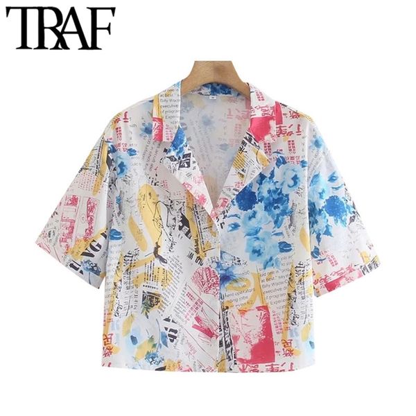 women fashion button-up printed blouses vintage lapel collar short sleeve female shirts blusas chic 210507, White
women fashion button-up printed blouses vintage lapel collar short sleeve female shirts blusas chic 210507, White