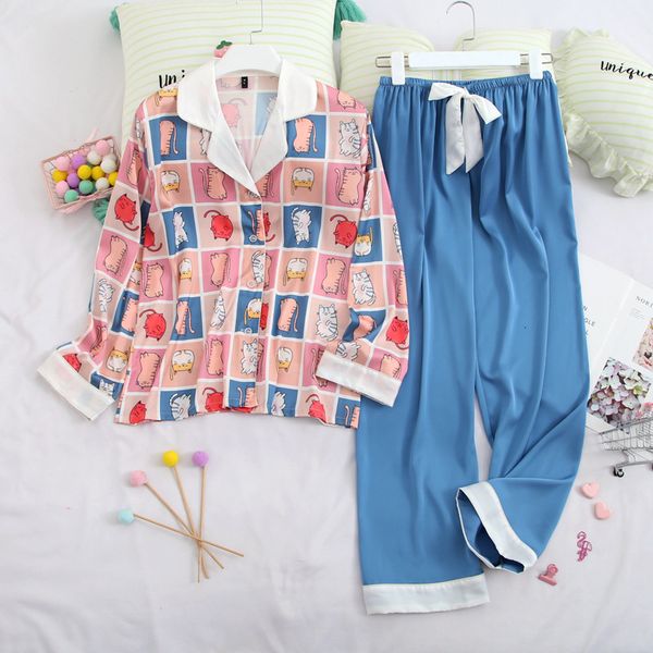 women's sleepwear lisacmvpnel plaid cartoon cat long sleeve suit pajamas loose pajama set satin chiffon soft touch pyjamas ia, Black;red
women's sleepwear lisacmvpnel plaid cartoon cat long sleeve suit pajamas loose pajama set satin chiffon soft touch pyjamas ia, Black;red
