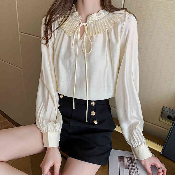 blouses apricot ruffled blouses for women elegant korean lace up bowtie long loose pleated sleeve chiffon shirt plus size, White
blouses apricot ruffled blouses for women elegant korean lace up bowtie long loose pleated sleeve chiffon shirt plus size, White