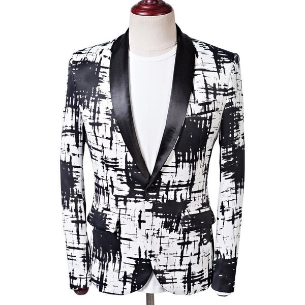 men's suits & blazers fashion splash ink printing casual suit jacket prom party black shawl collar one buckle slim white and, White;black
men's suits & blazers fashion splash ink printing casual suit jacket prom party black shawl collar one buckle slim white and, White;black
