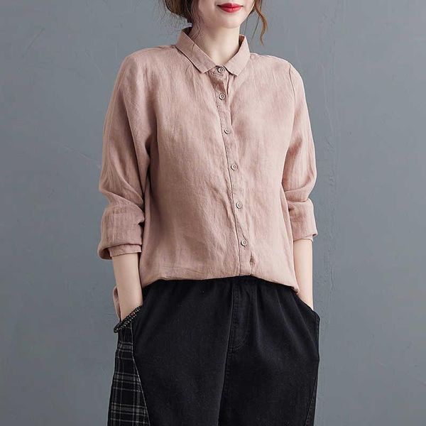 women's blouses & shirts literature and art pure color cotton linen shirt long sleeve loose casual basic versatile slim spring, White
women's blouses & shirts literature and art pure color cotton linen shirt long sleeve loose casual basic versatile slim spring, White