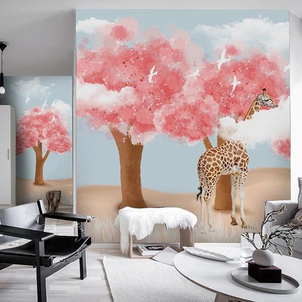 wallpapers custom mural wallpaper nordic hand-painted woods giraffe blue sky white clouds wall painting 3d children's room background
wallpapers custom mural wallpaper nordic hand-painted woods giraffe blue sky white clouds wall painting 3d children's room background