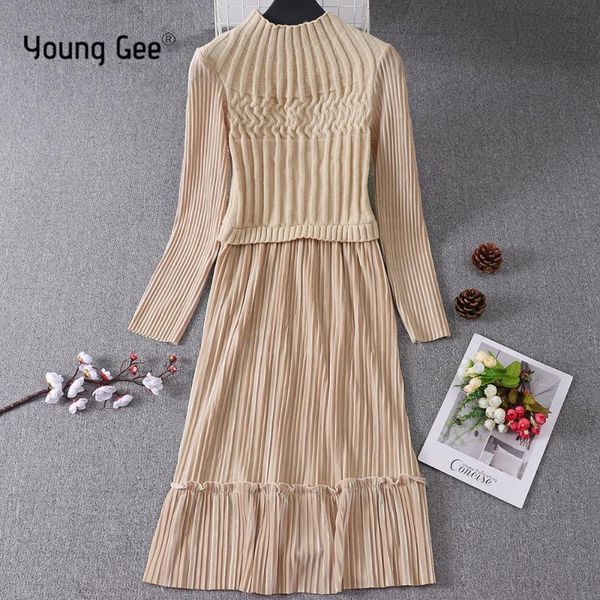 young gee elegant sweater velvet patchwork autumn winter dress knitted long sleeve women striped office casual pleated dresses, Black;gray
young gee elegant sweater velvet patchwork autumn winter dress knitted long sleeve women striped office casual pleated dresses, Black;gray