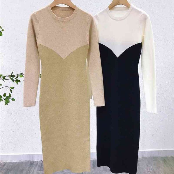 knitted contrast dress autumn korea fashion female o-neck long sleeves bodycon midi vestidos elegant, Black;gray
knitted contrast dress autumn korea fashion female o-neck long sleeves bodycon midi vestidos elegant, Black;gray