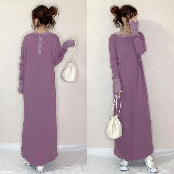 casual dresses ins autumn purple dress korean japan straight long maxi robe femme vestiods simple ol date 2021 fashion, Black;gray
casual dresses ins autumn purple dress korean japan straight long maxi robe femme vestiods simple ol date 2021 fashion, Black;gray