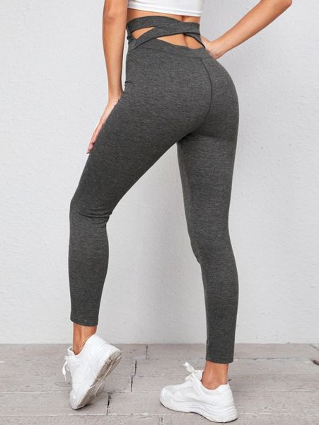 crisscross wide waistband solid leggings f7ru#, Black