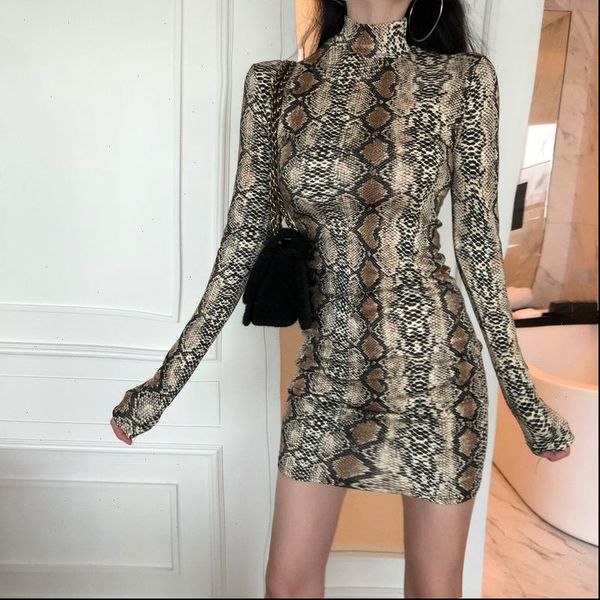 women dress snake skin bodycon long sleeve autumn winter turtleneck animal print vestidos casual ladies knee length dresses, Black;gray
women dress snake skin bodycon long sleeve autumn winter turtleneck animal print vestidos casual ladies knee length dresses, Black;gray