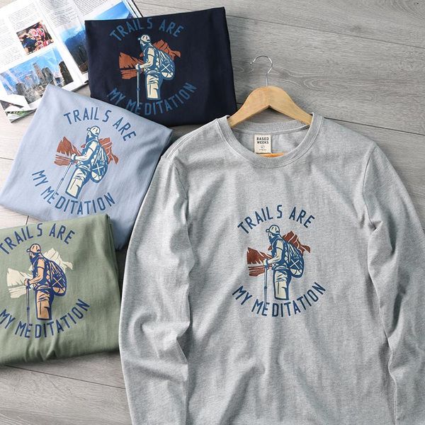 men's t-shirts 2021 spring and autumn fashion long sleeve o-neck loose printed t-shirt pure cotton washed old american retro casual, White;black
men's t-shirts 2021 spring and autumn fashion long sleeve o-neck loose printed t-shirt pure cotton washed old american retro casual, White;black