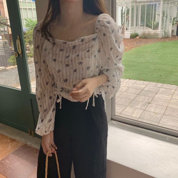 dress fashion sweet print floral drawstring chic female autumn square collar cute streetwear brief all-match women shirts, White
dress fashion sweet print floral drawstring chic female autumn square collar cute streetwear brief all-match women shirts, White
