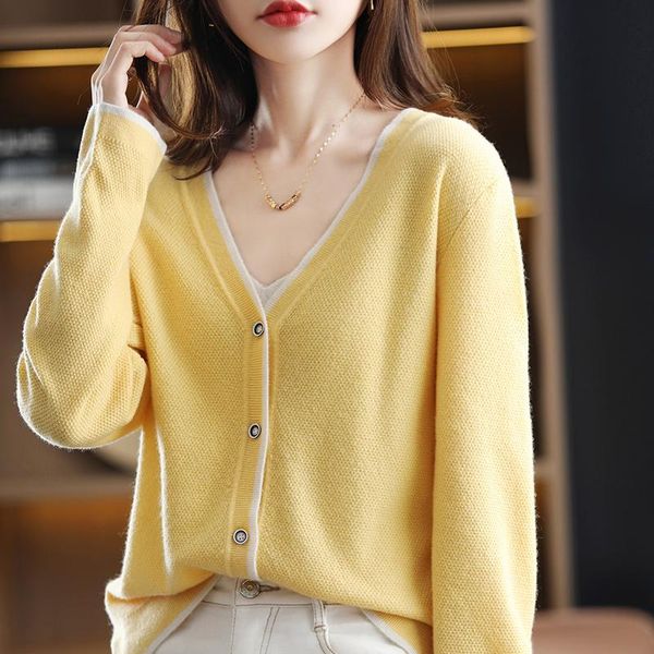 women's knits & tees 2021 autumn and winter 100% pure wool cardigan v-neck jacket casual knitted ladies korean fashion plus size sweat, White
women's knits & tees 2021 autumn and winter 100% pure wool cardigan v-neck jacket casual knitted ladies korean fashion plus size sweat, White