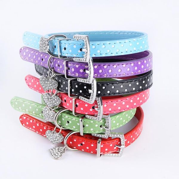 sweet polka dot lovely small pet cat dog collar heart crystal pendant collars & leashes
sweet polka dot lovely small pet cat dog collar heart crystal pendant collars & leashes