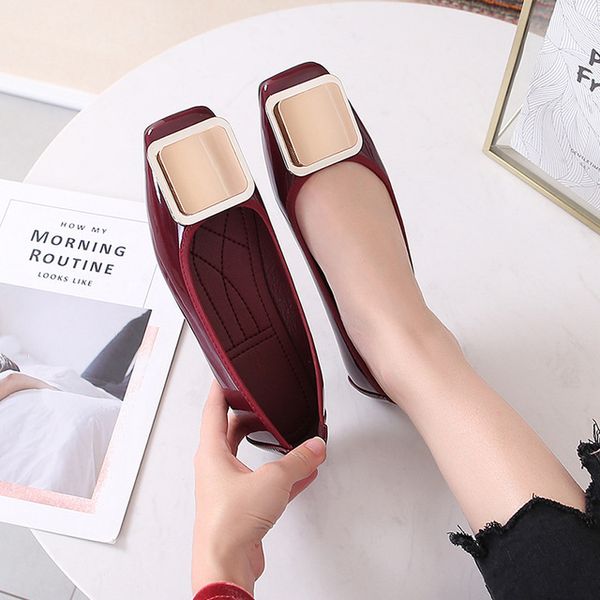 autumn beanie shoe girl 2022 new ballet flats women square toe buckle elegant pu leather solid flats 43 ladies boat, Black 
autumn beanie shoe girl 2022 new ballet flats women square toe buckle elegant pu leather solid flats 43 ladies boat, Black