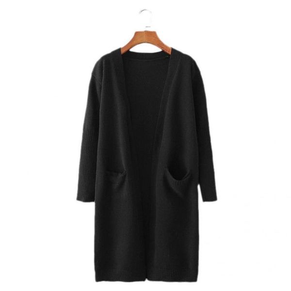 women's knits & tees double pockets knitwear long sleeve sweater coat for office, White
women's knits & tees double pockets knitwear long sleeve sweater coat for office, White