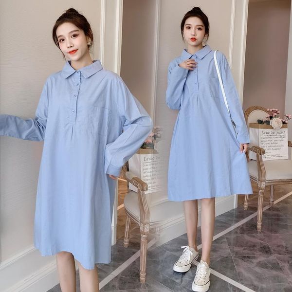 maternity dresses 6205# dress long sleeves turn down collar blue plain color loose plus size midi pregnant women mom pregnancy, White
maternity dresses 6205# dress long sleeves turn down collar blue plain color loose plus size midi pregnant women mom pregnancy, White