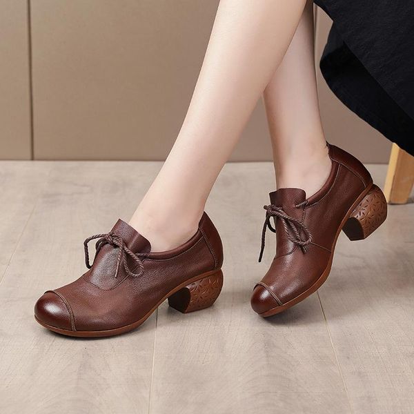 dress shoes mid block heel leather women soft pumps retro ankle strap ladies casual comfortable chinese style, Black
dress shoes mid block heel leather women soft pumps retro ankle strap ladies casual comfortable chinese style, Black